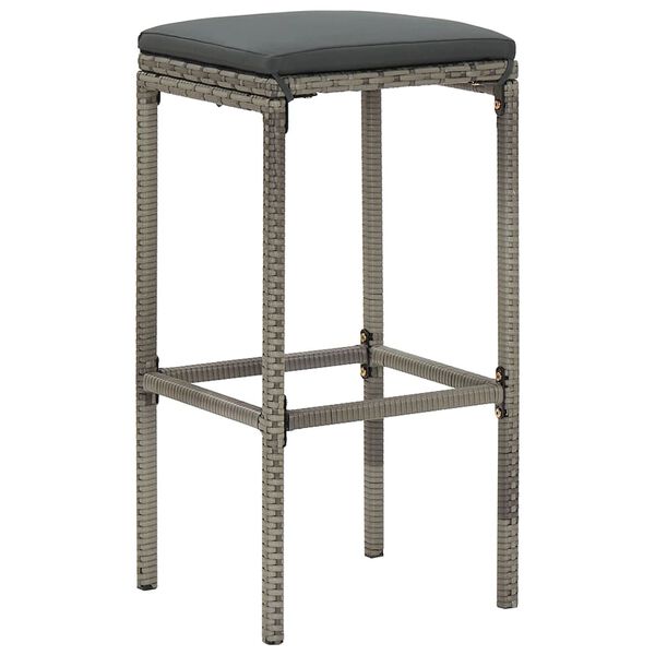 vidaXL 7 Piece Garden Bar Set Grey Solid Wood Acacia and Poly Rattan