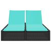 vidaXL Double Sun Lounger with Cushions Black Poly Rattan