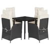 vidaXL 5 Piece Garden Dining Set with Cushions Black Poly Rattan