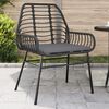 vidaXL Garden Chairs 2 pcs with Cushions Black Poly Rattan
