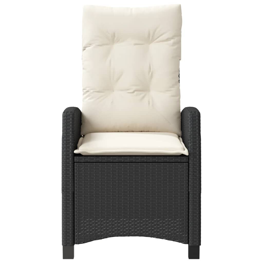 vidaXL 3 Piece Bistro Set with Cushions Black Poly Rattan