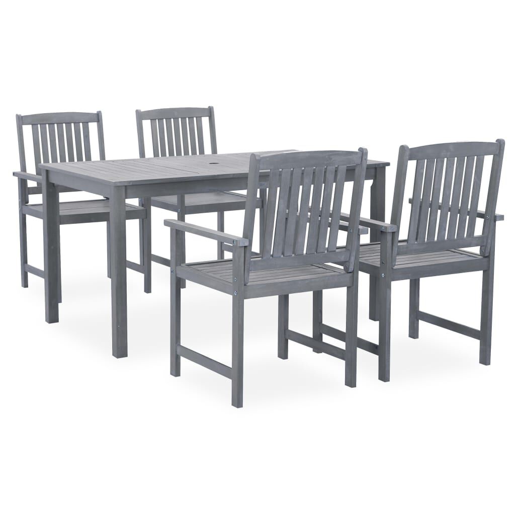 vidaXL 5 Piece Outdoor Dining Set Grey Solid Acacia Wood