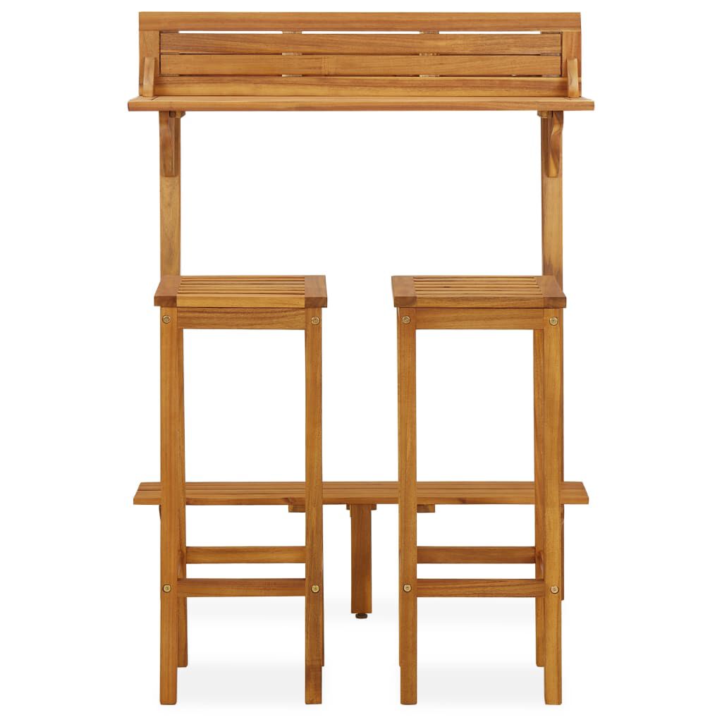 vidaXL 3 Piece Balcony Bar Set Solid Acacia Wood