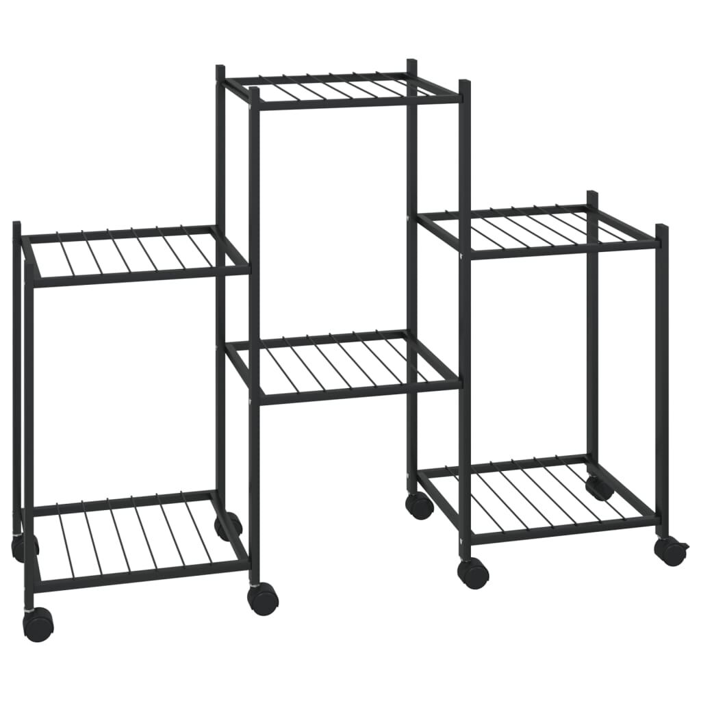vidaXL Flower Stand with Wheels 83x25x63.5 cm Black Iron