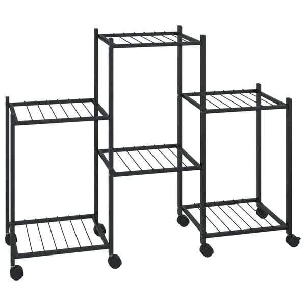 vidaXL Flower Stand with Wheels 83x25x63.5 cm Black Iron