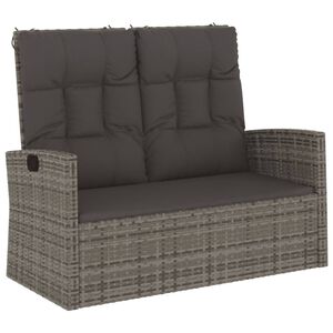 vidaXL Reclining Garden Bench with Cushions Grey 118 cm Poly rattan