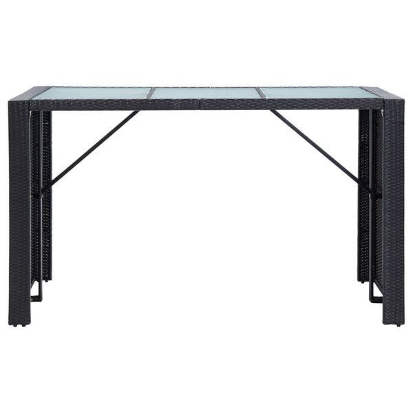 vidaXL 7 Piece Garden Bar Set with Cushions Poly Rattan Black