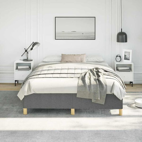vidaXL Bed Frame without Mattress Dark Grey 152x203 cm Queen Fabric