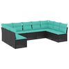 vidaXL 9 Piece Garden Sofa Set with Cushions Black Poly Rattan