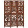 vidaXL Hand Carved 3-Panel Room Divider Brown 120x165 cm Solid Mango Wood