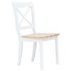 vidaXL Dining Chairs 2 pcs White and Light Wood Solid Rubber Wood