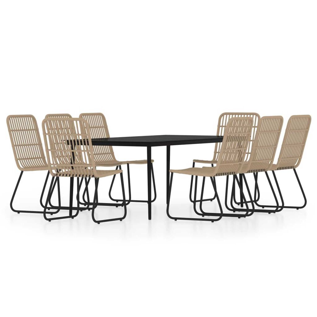 vidaXL 9 Piece Garden Dining Set Oak