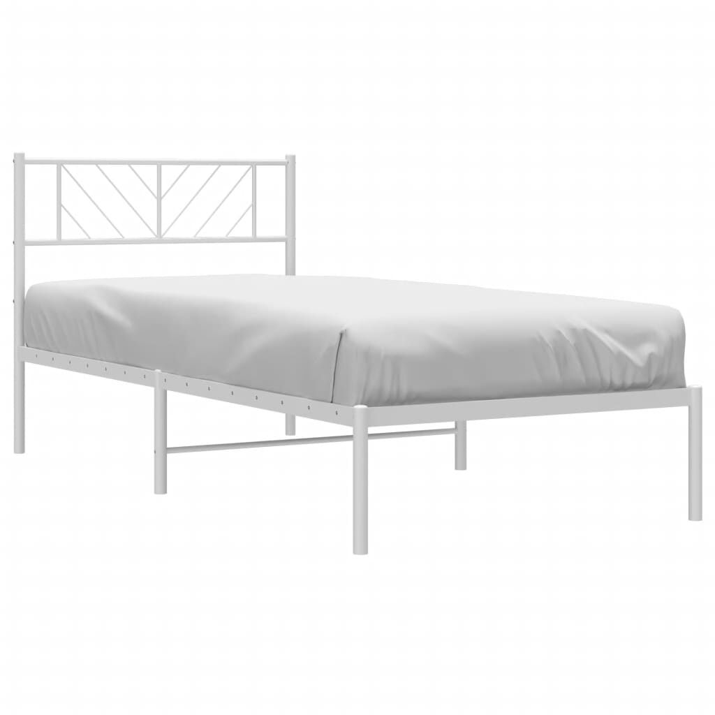 vidaXL Metal Bed Frame without Mattress with Headboard White 100x200cm