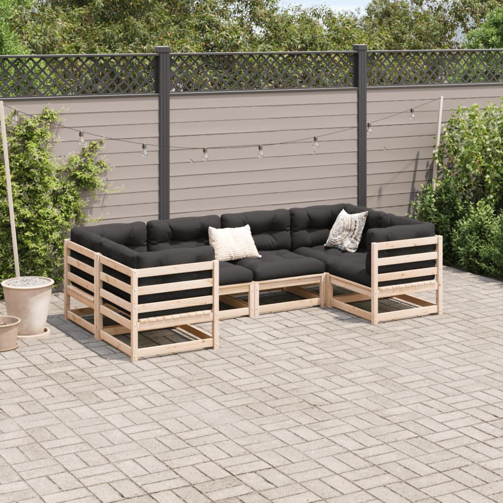 vidaXL 6 Piece Garden Sofa Set with Cushions Solid Wood Pine