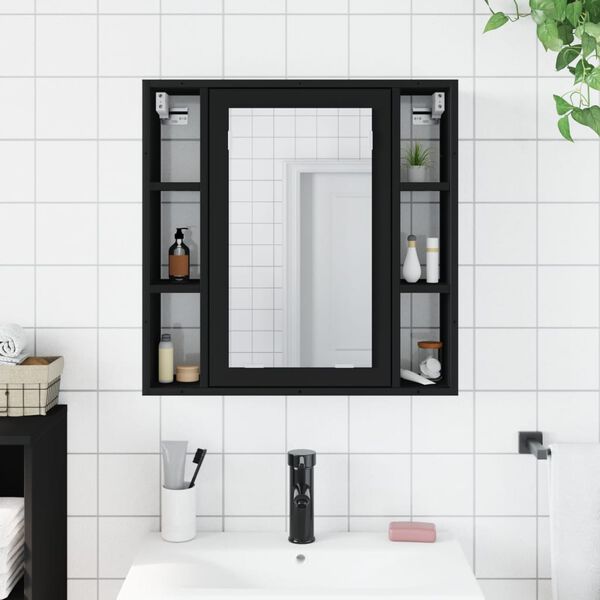 vidaXL Bathroom Mirror Cabinet Black 60x16x60 cm Engineered Wood