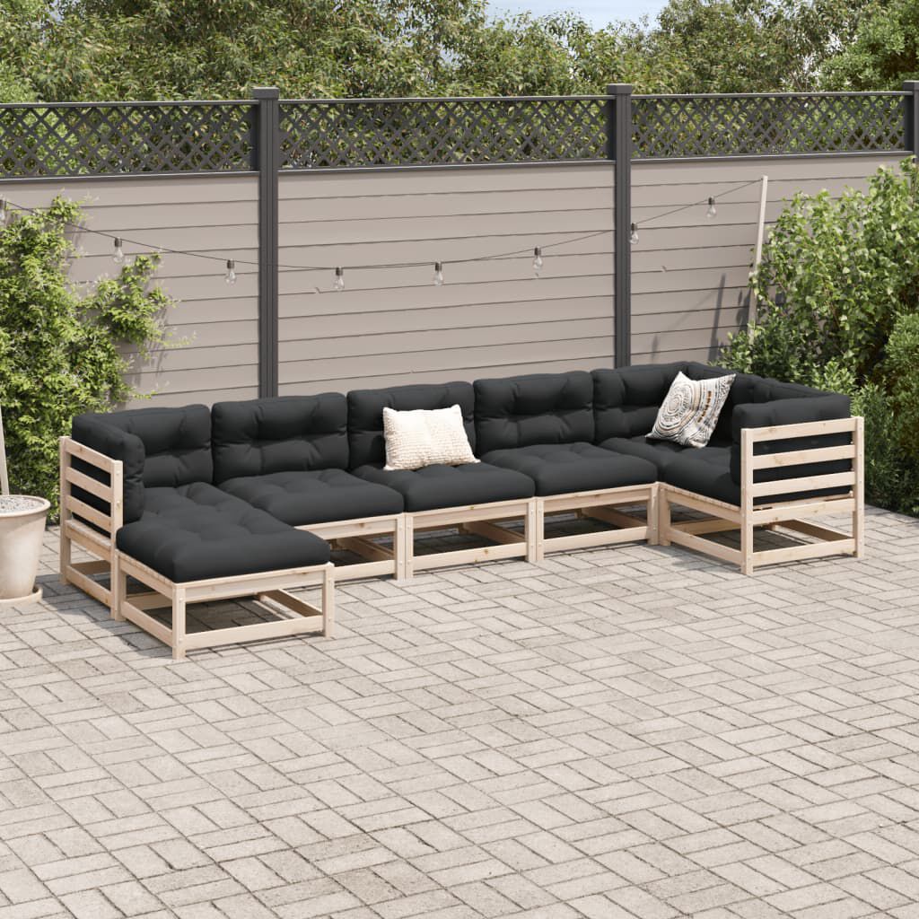 vidaXL 7 Piece Garden Sofa Set with Cushions Solid Wood Pine