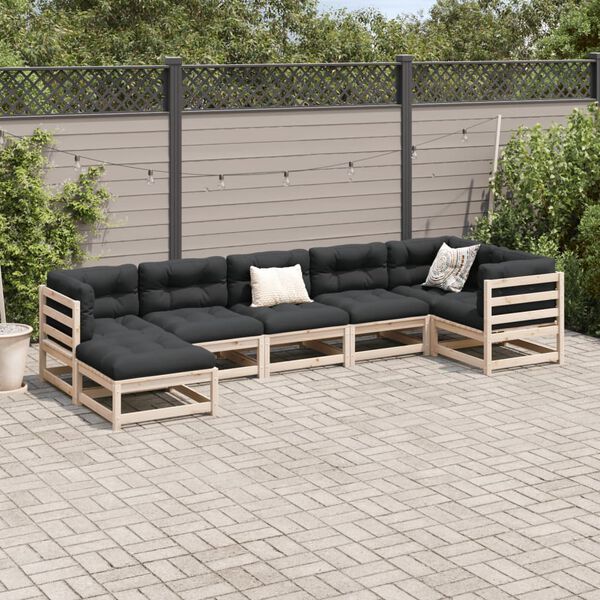 vidaXL 7 Piece Garden Sofa Set with Cushions Solid Wood Pine