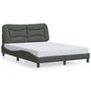 vidaXL Bed Frame with LED without Mattress "Hvar" Dark Grey 137x190 cm Double Fabric