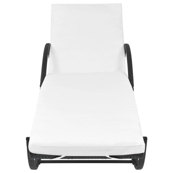 vidaXL Sun Lounger with Cushion Poly Rattan Black