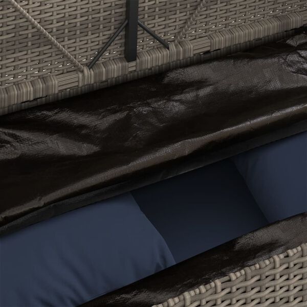 vidaXL Garden Bench with Cushions Grey Poly Rattan