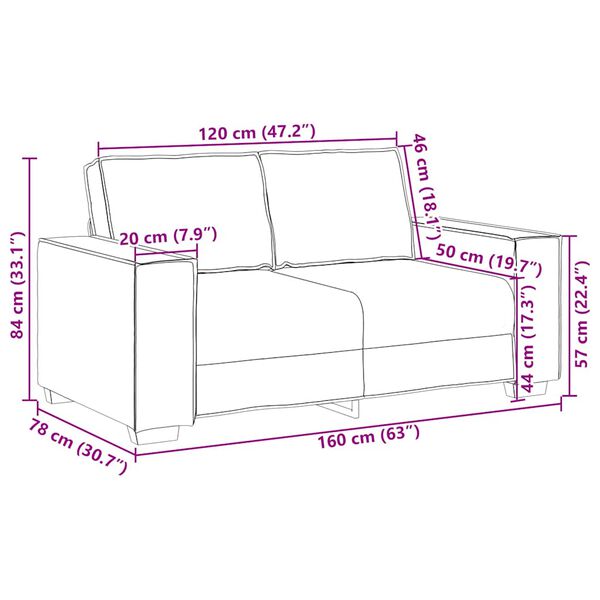 vidaXL 2-Seater Sofa Dark Grey 120 cm Velvet