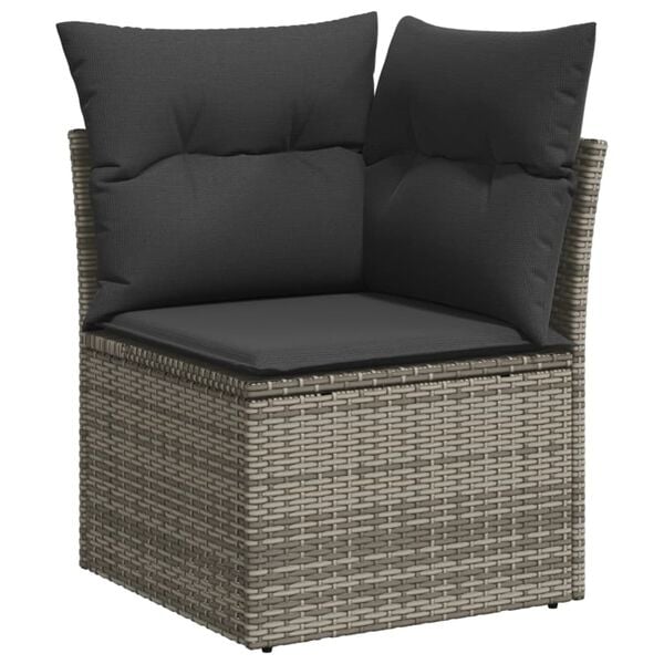 vidaXL 7 Piece Garden Sofa Set with Cushions Grey Poly Rattan