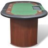 vidaXL 10-Player Poker Table with Dealer Area and Chip Tray Green