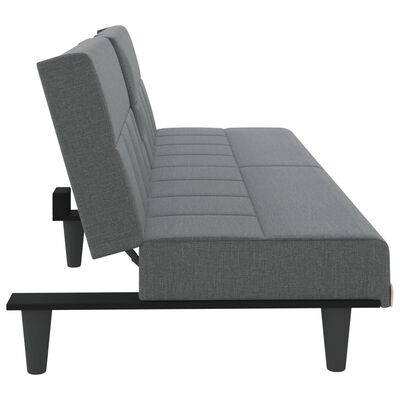 vidaXL Sofa Bed with Cup Holders Dark Grey Fabric