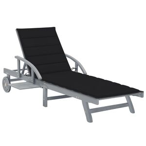 vidaXL Garden Sun Lounger with Cushion Solid Acacia Wood