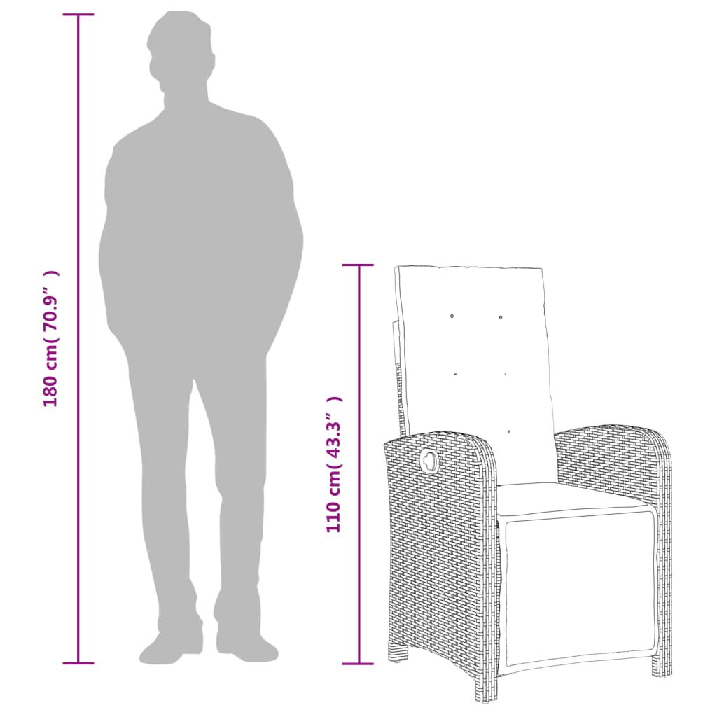 vidaXL Reclining Garden Chair with Footrest Grey Poly Rattan