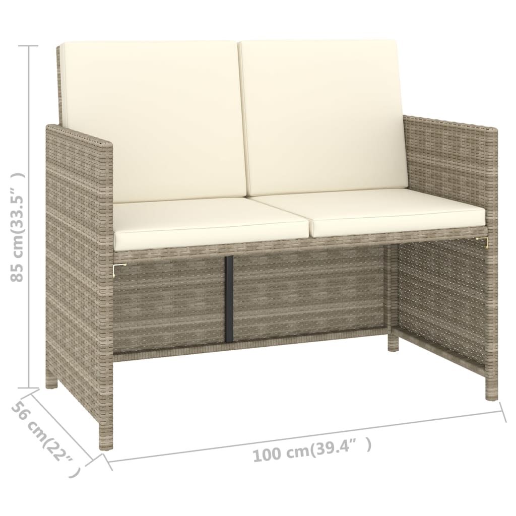 vidaXL 6 Piece Outdoor Dining Set with Cushions Poly Rattan Beige