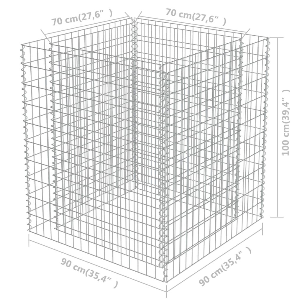 vidaXL Gabion Raised Bed Galvanised Steel 90x90x100 cm