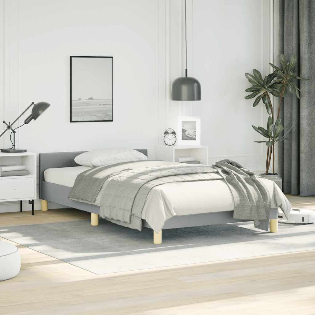 vidaXL Bed Frame without Mattress Light Grey Twin Fabric