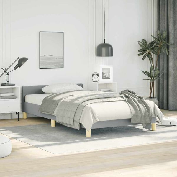 vidaXL Bed Frame without Mattress Light Grey Twin Fabric