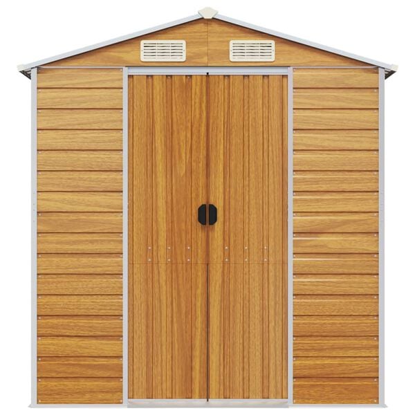 vidaXL Garden Shed Light Brown 191x130x198 cm Galvanised Steel