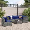 vidaXL 6 Piece Garden Lounge Set with Cushions Grey Poly Rattan