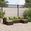 vidaXL 6 Piece Garden Lounge Set with Cushions Brown Poly Rattan