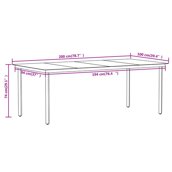 vidaXL 7 Piece Garden Dining Set Black