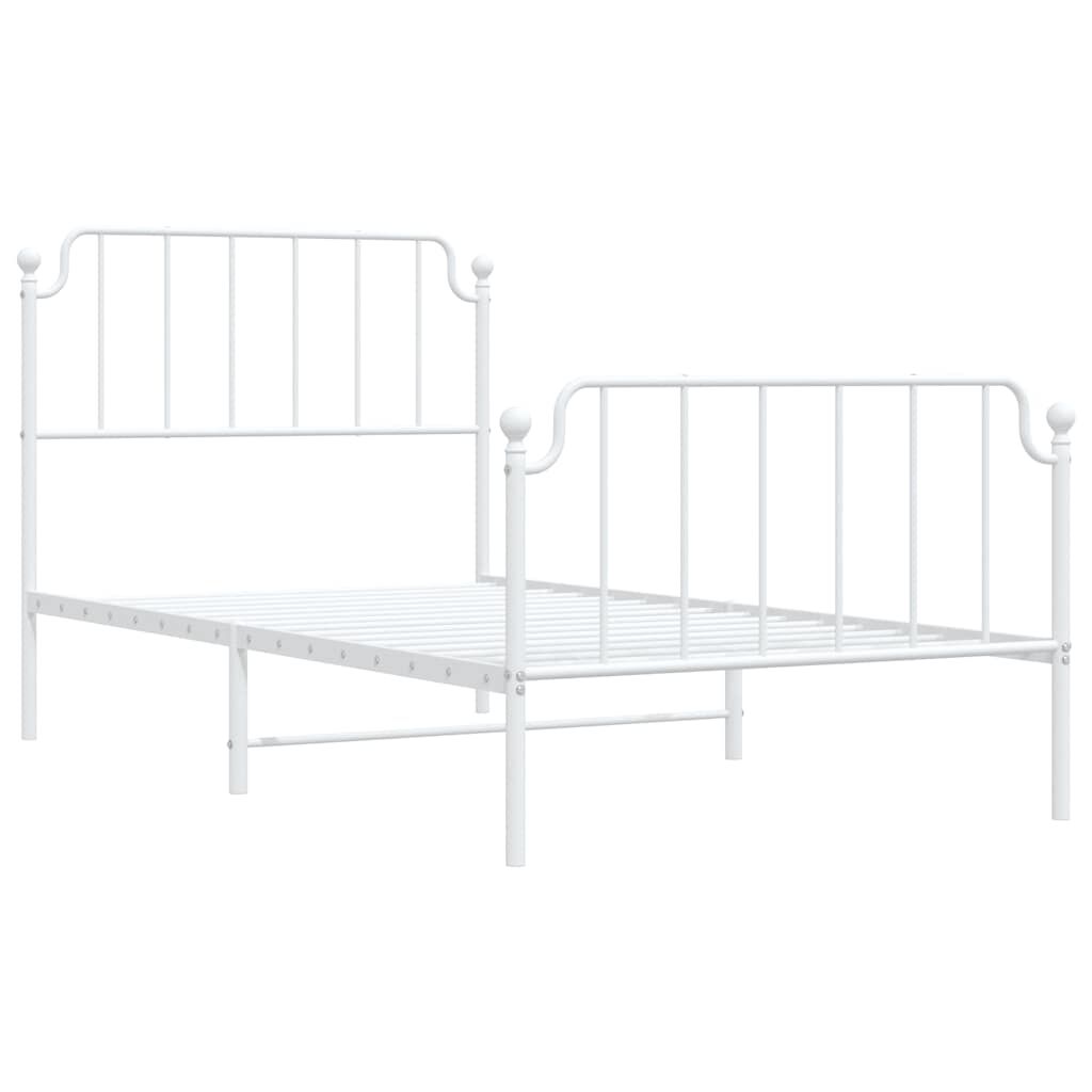 vidaXL Metal Bed Frame without Mattress with Footboard White 100x190cm