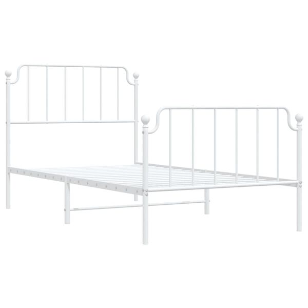 vidaXL Metal Bed Frame without Mattress with Footboard White 100x190cm