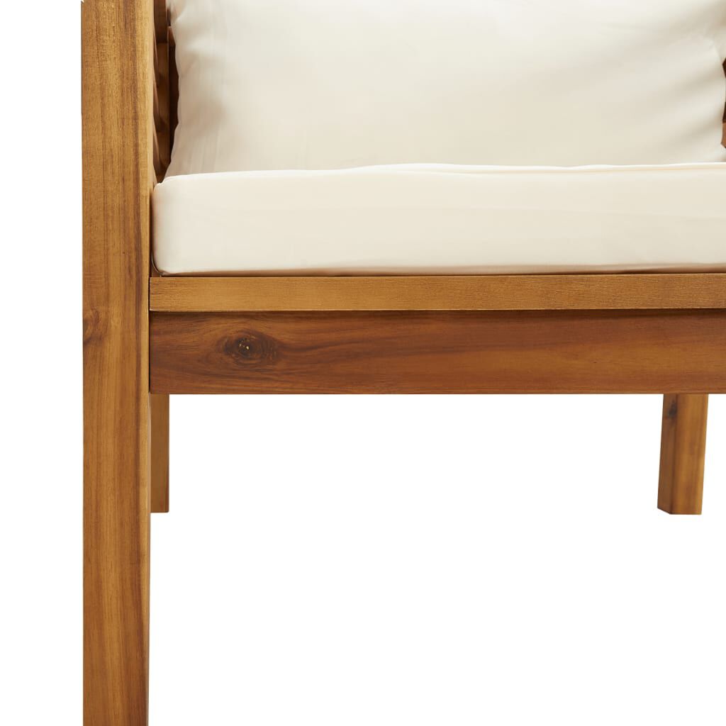 vidaXL 6 Piece Garden Lounge Set with Cream Cushion Solid Acacia Wood