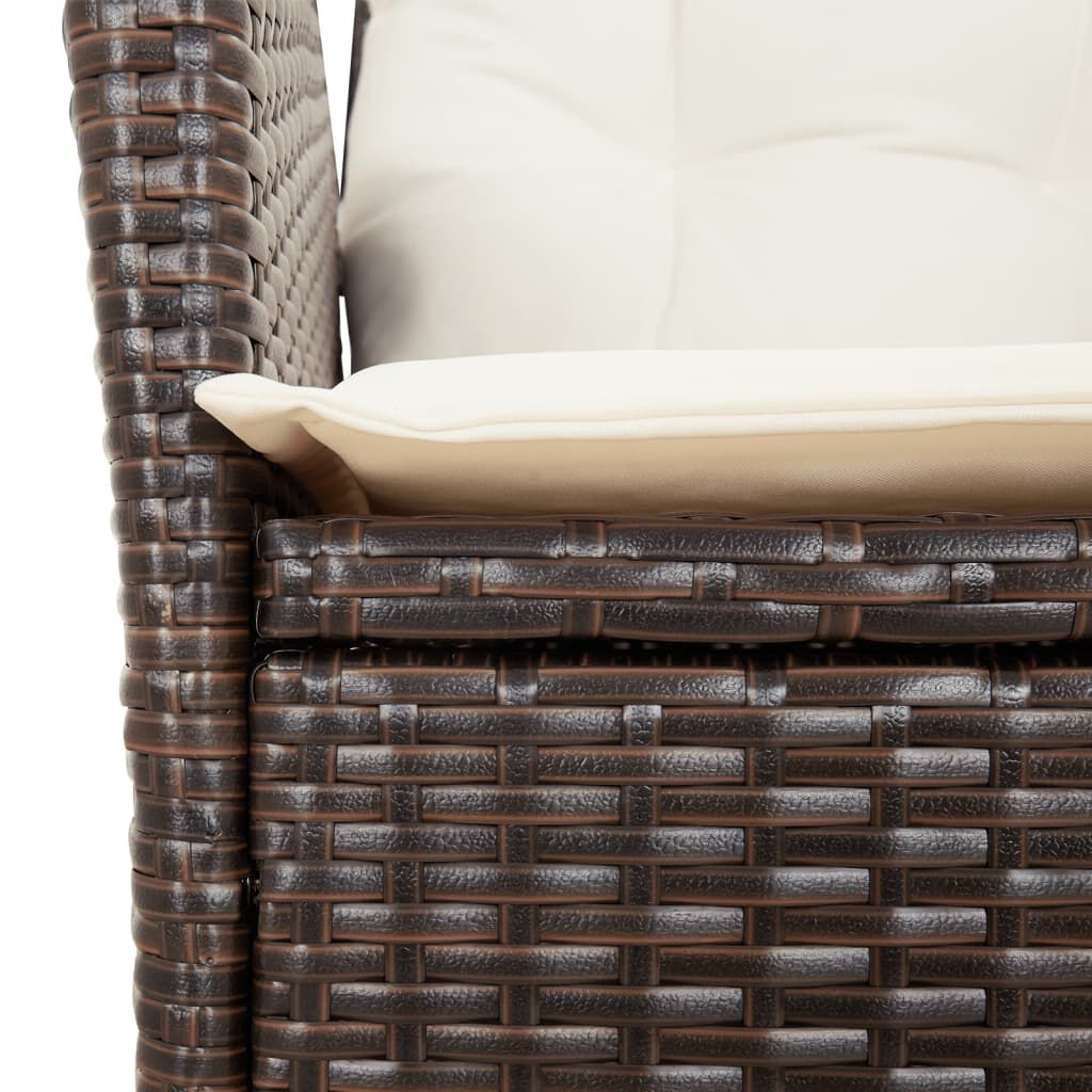 vidaXL 3 Piece Bistro Set with Cushions Brown Poly Rattan