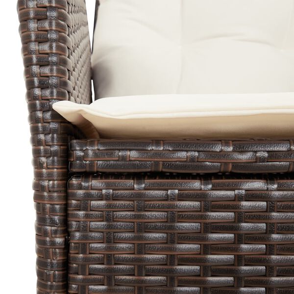 vidaXL 3 Piece Bistro Set with Cushions Brown Poly Rattan