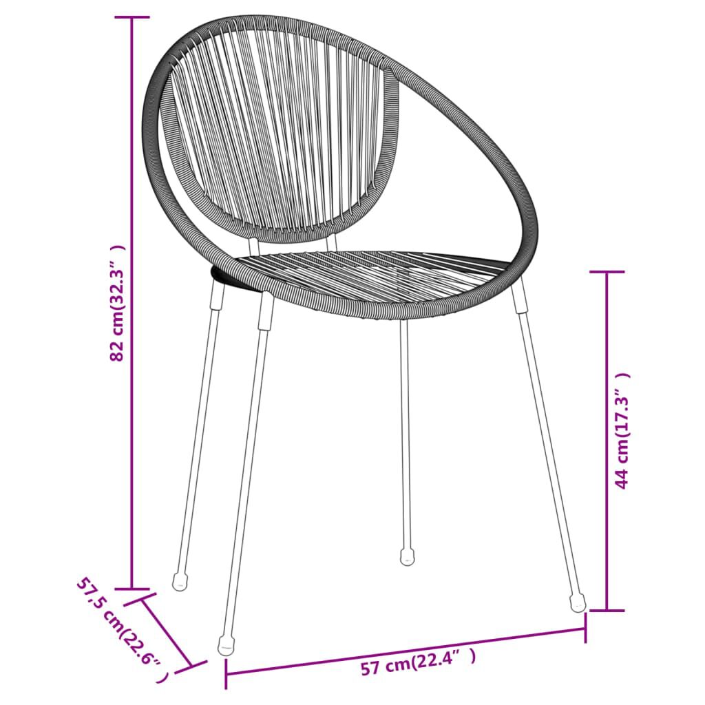 vidaXL 3 Piece Garden Dining Set Black