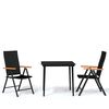 vidaXL 3 Piece Garden Dining Set Black