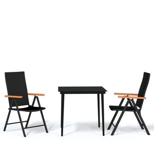 vidaXL 3 Piece Garden Dining Set Black