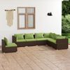 vidaXL 7 Piece Garden Lounge Set with Cushions Poly Rattan Brown