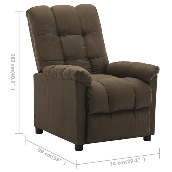 vidaXL Electric Recliner Chair Brown Fabric