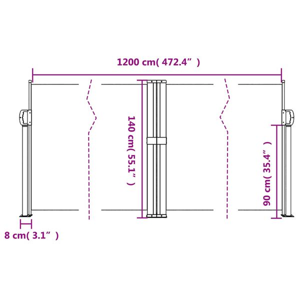vidaXL Retractable Side Awning Anthracite 140x1200 cm
