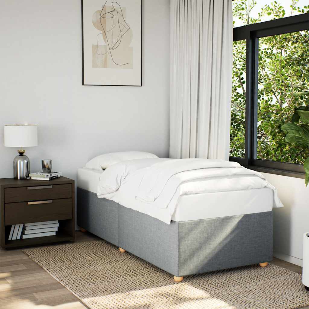 vidaXL Bed Frame without Mattress Light Grey Twin Fabric